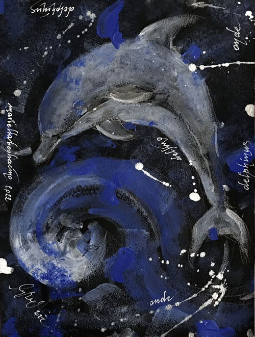 mariella bogliacino - Delphinus 2022 - per Progetto METAFORA tecniche miste su carta 40x30