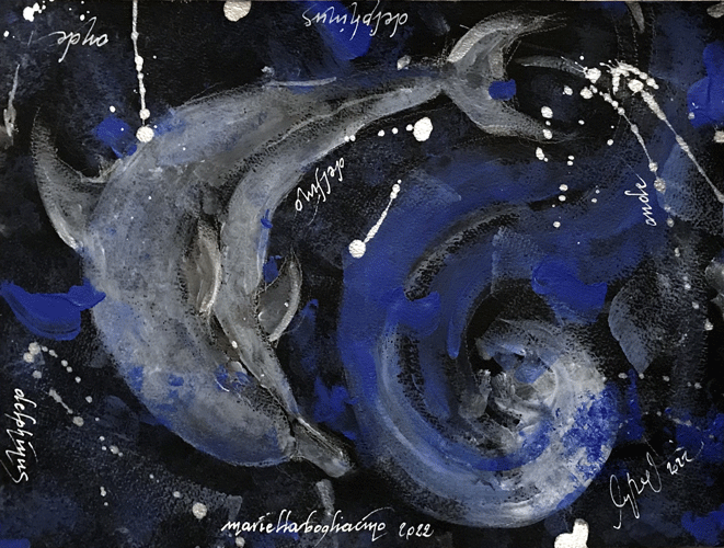 mariella bogliacino - Delphinus 2022 - per Progetto METAFORA tecniche miste su carta 40x30