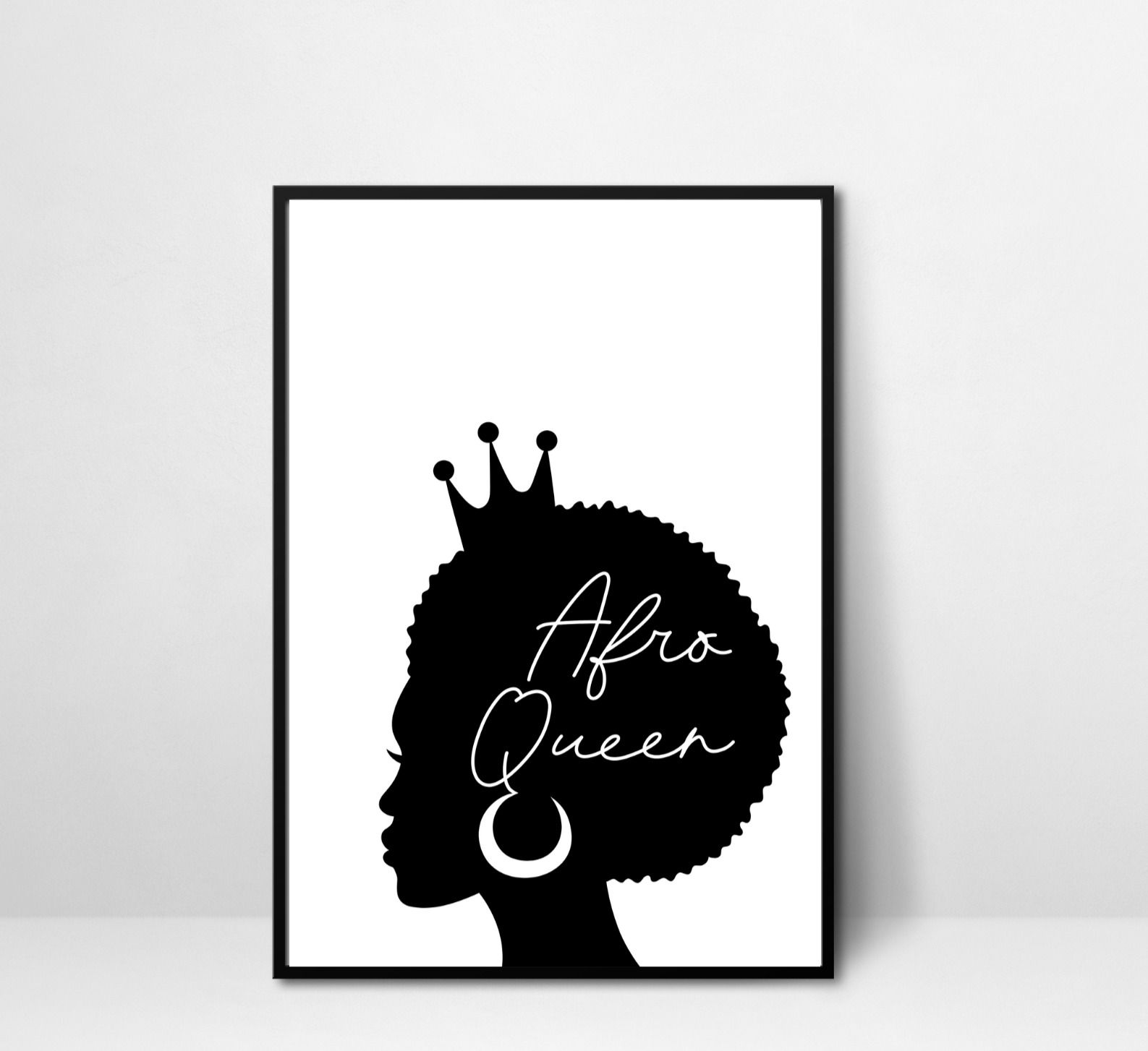 Black afro queen wall art