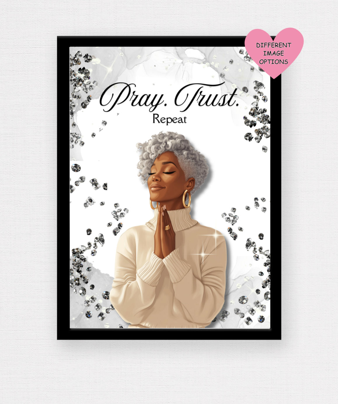 Pray. Trust, Repeat Religious wall art quote