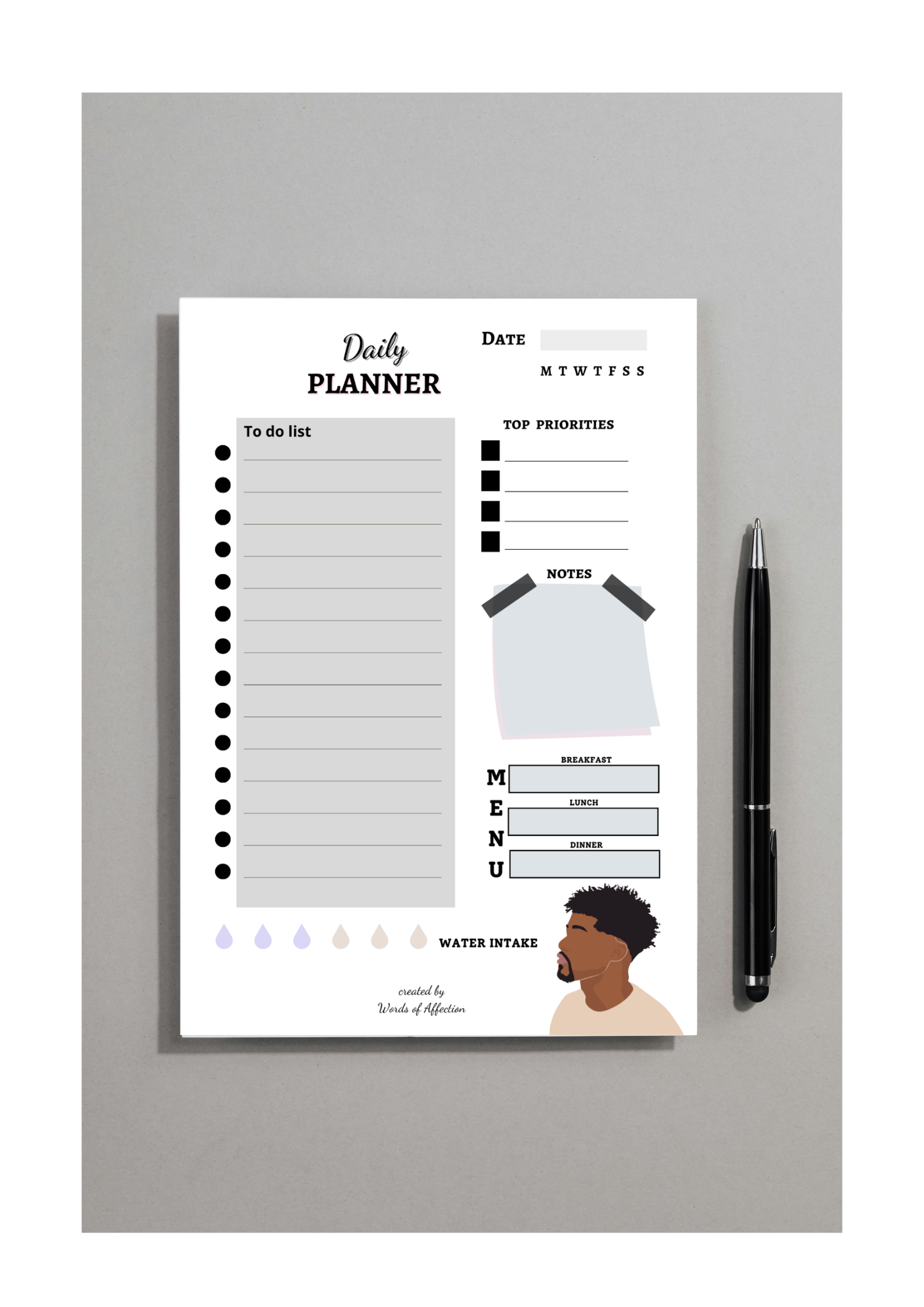 Daily planner A5 Notepad- 50 tearable sheets