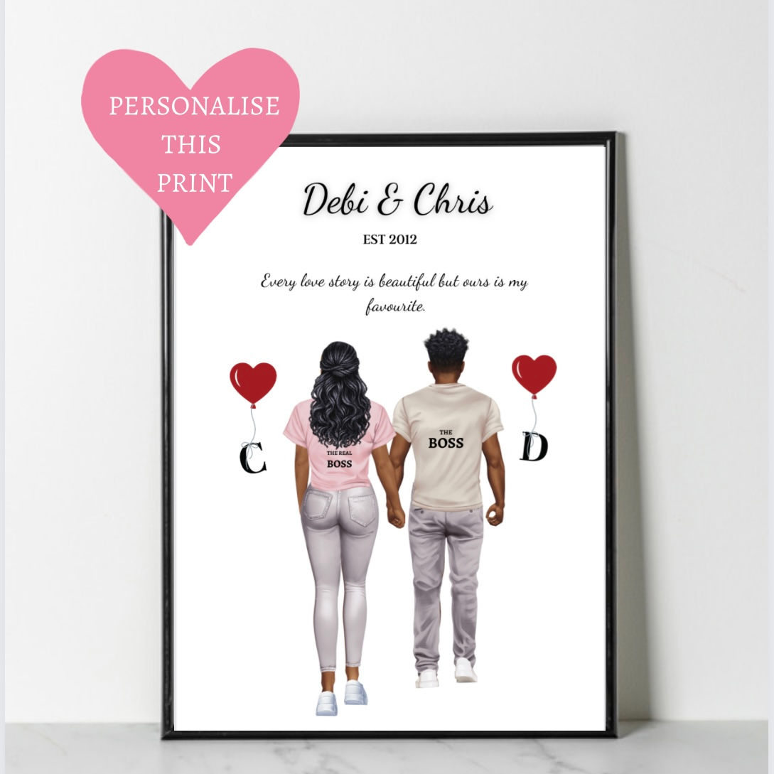 Personalised couple  wall art- Every love story isbeautiful 