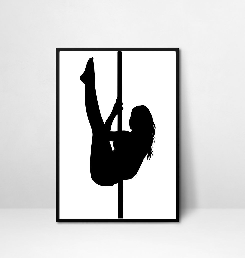 Thumbnail: Woman exotic dancer silhouette portrait wall art print