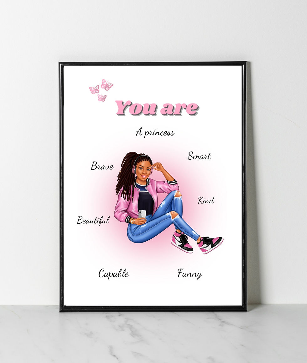 Thumbnail: Girl's personalised Affirmation wall art poster