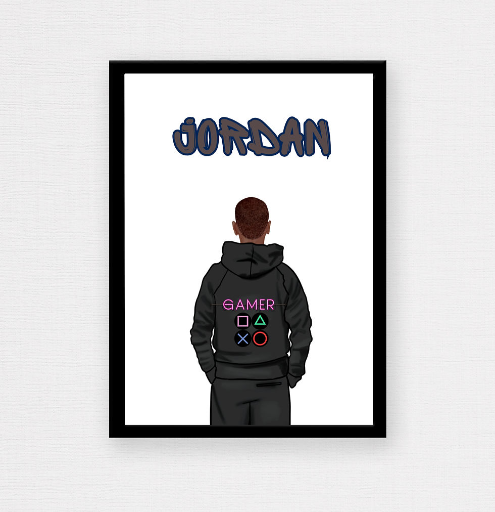 Thumbnail: Personalised Boy Gamer wall art poster x2