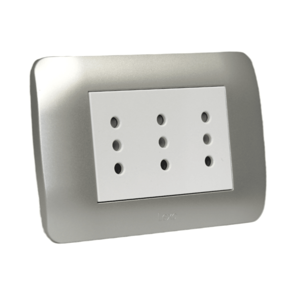 Enchufe triplex 10A plata/blanco