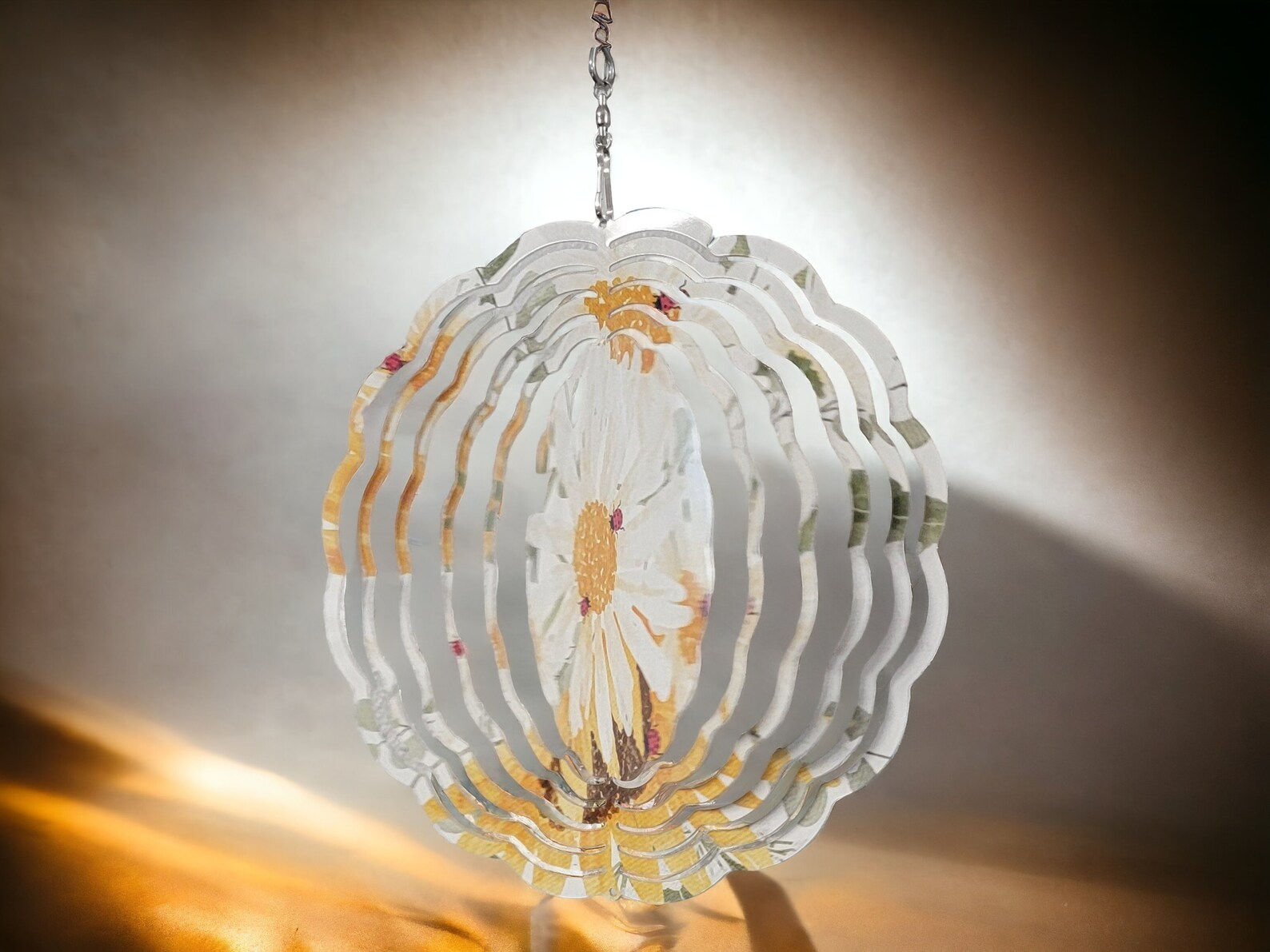 Daisy Lady Bug Metal Wind Spinner