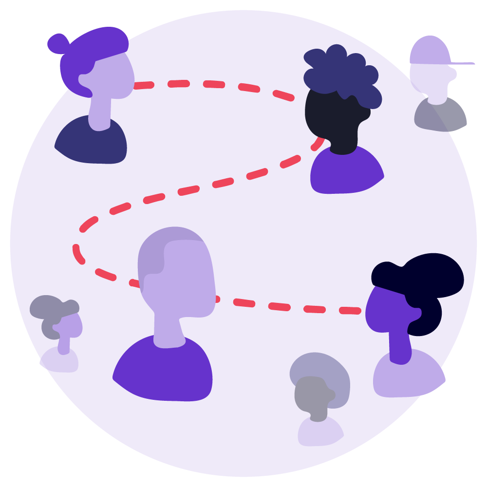 People connected as a team