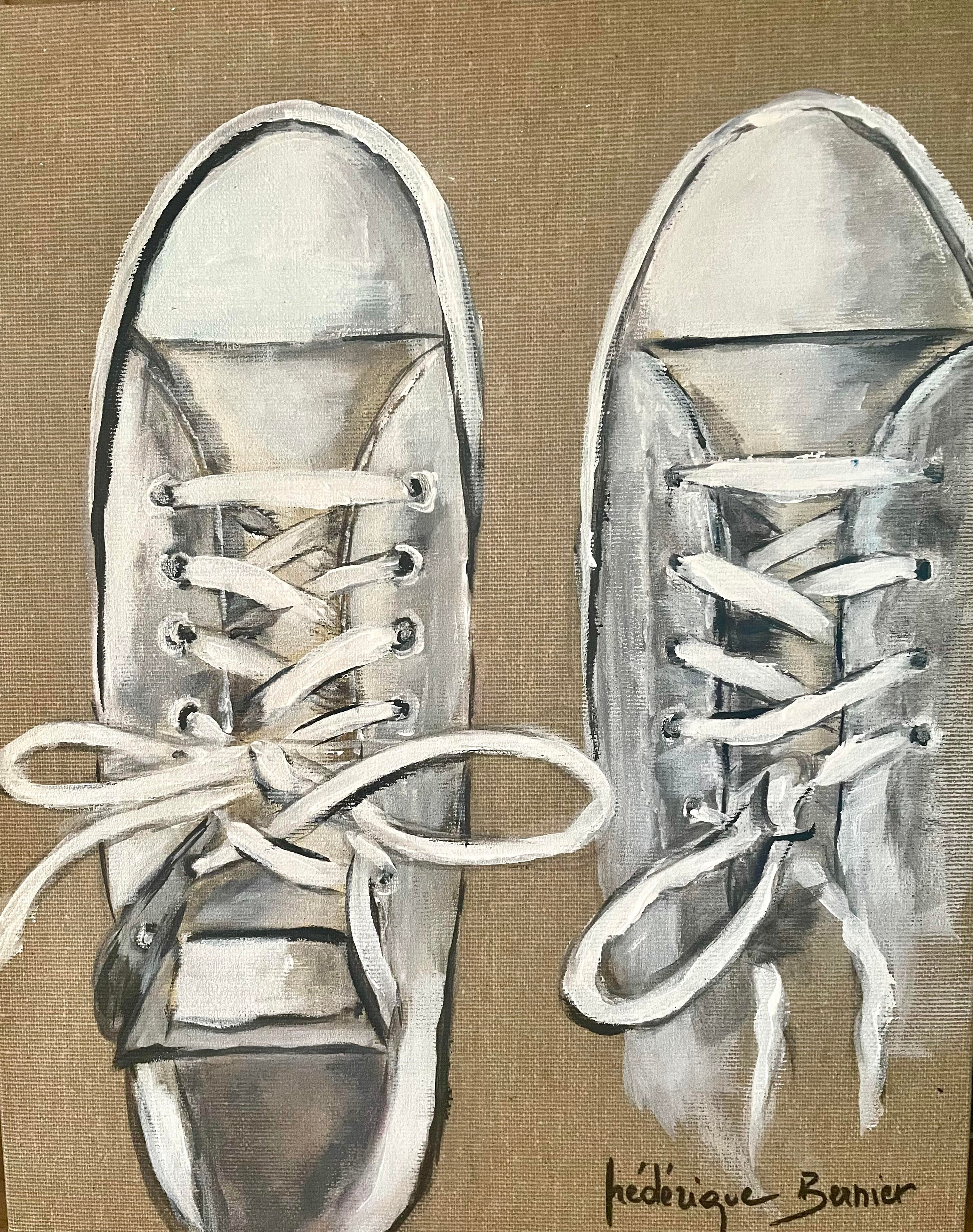 Les Converses usées - Acrylique sur Toile de lin/Caisse américaine - 30 x 24 cm