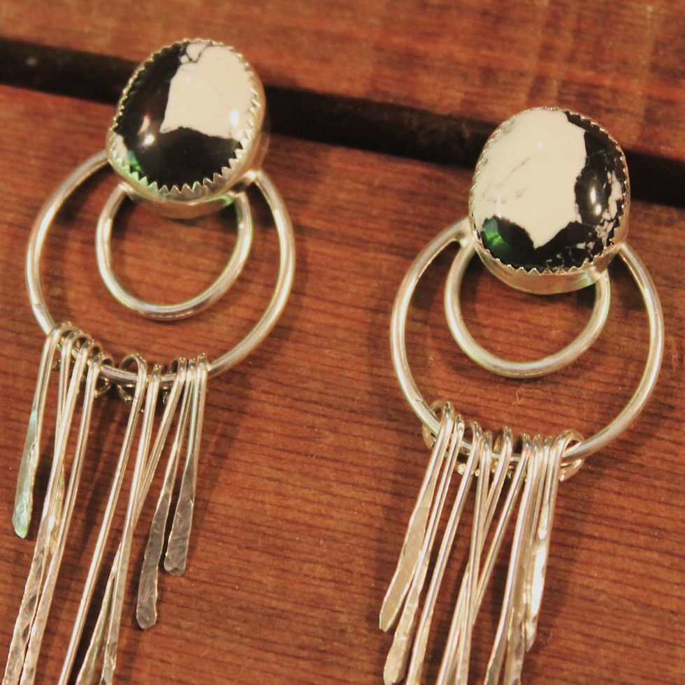 Thumbnail: white buffalo fringe earrings