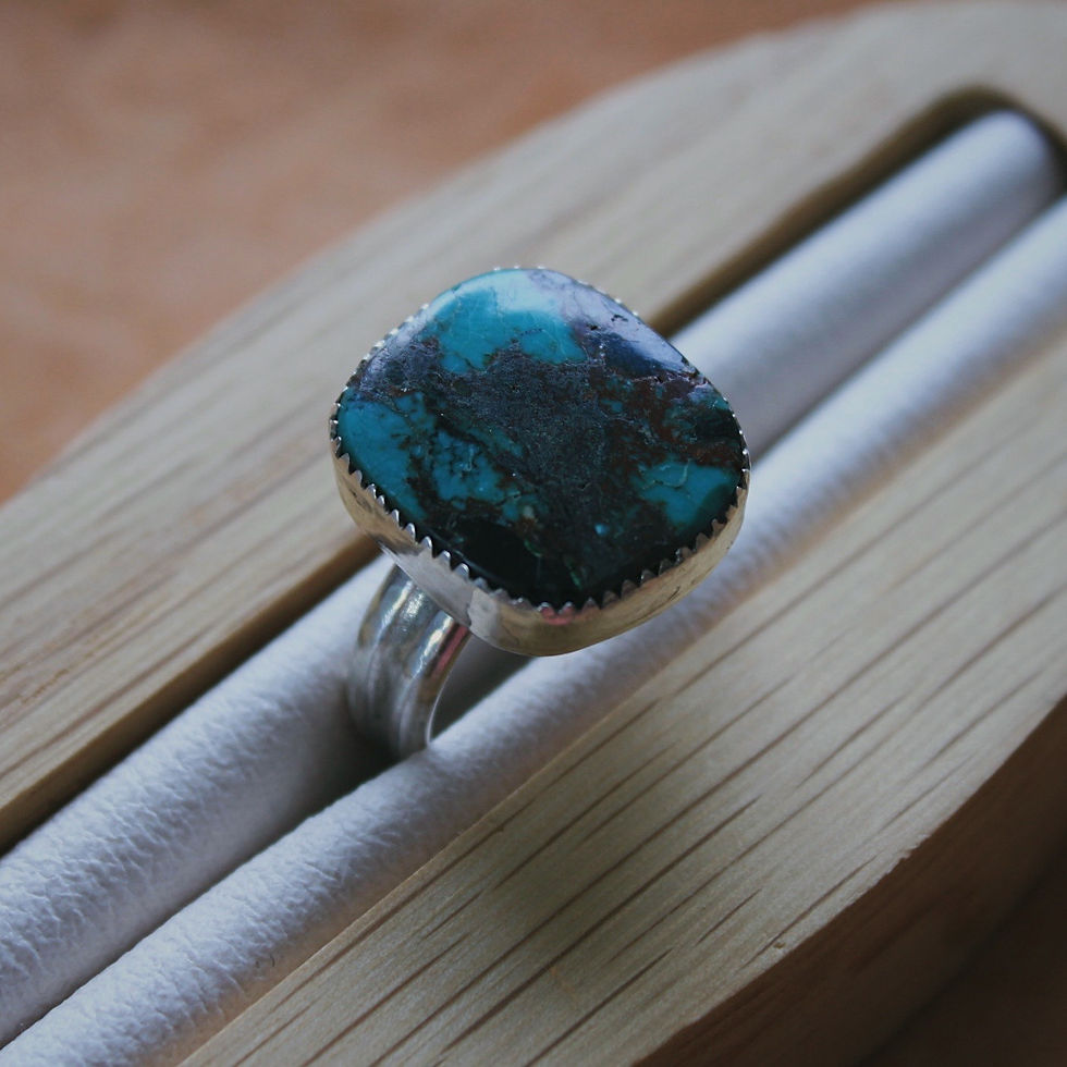 Thumbnail: square turquoise ring 7.5