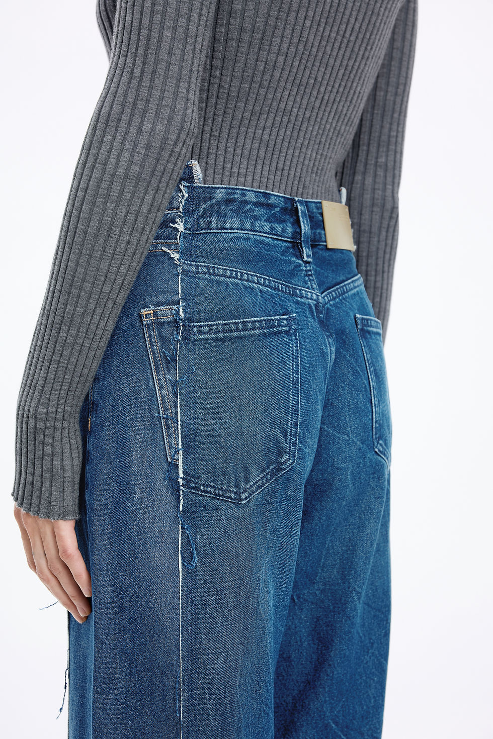 Thumbnail: Straight two toned denim pants