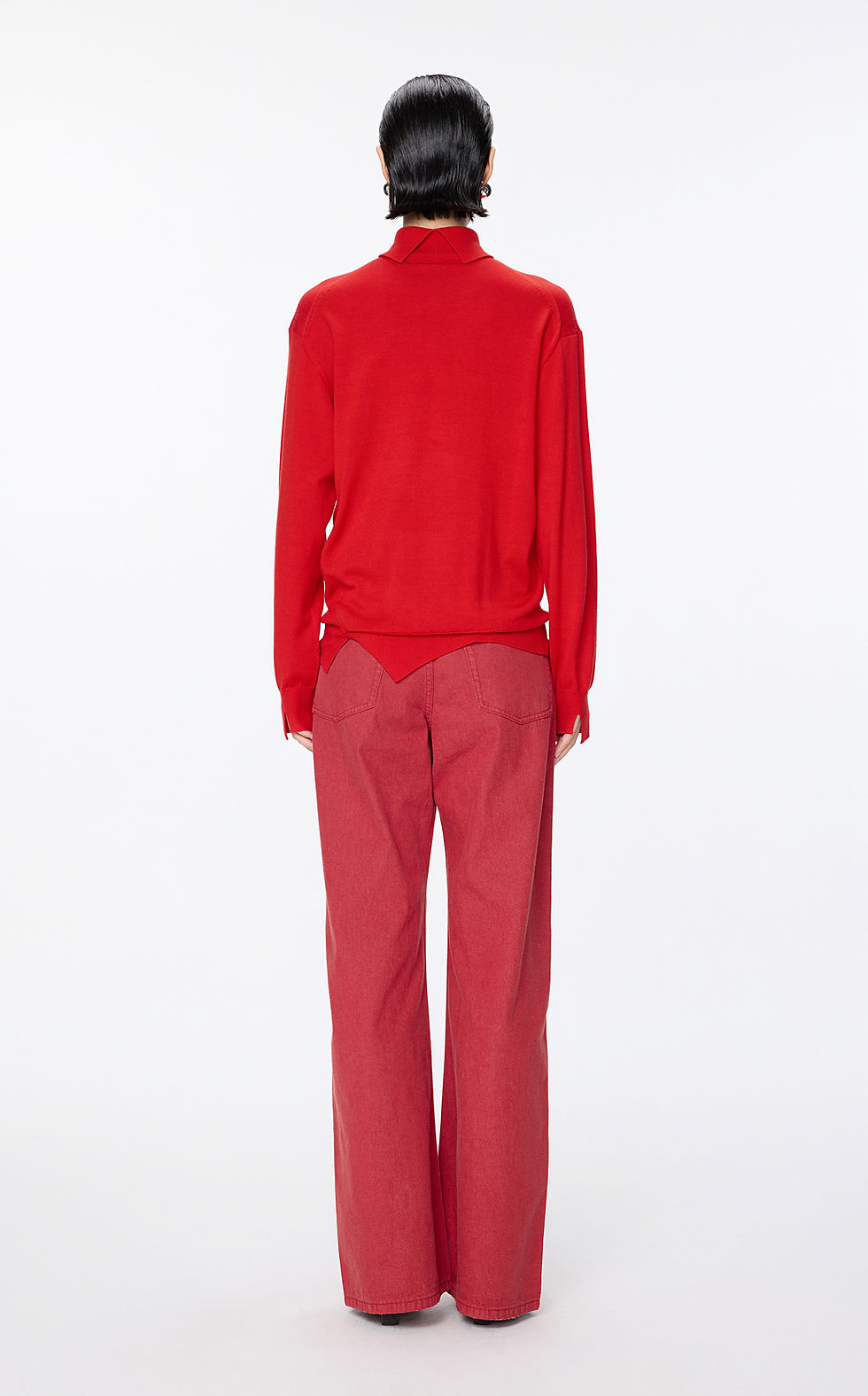 Thumbnail: Fine knit high neck irregular sweater