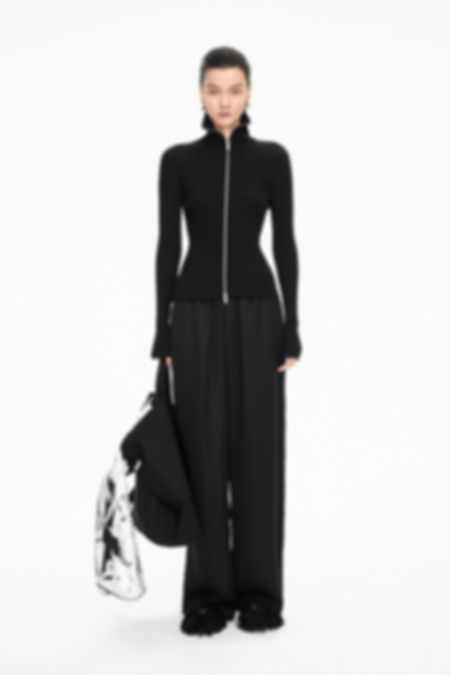 Eco straight drawstring satin trousers
