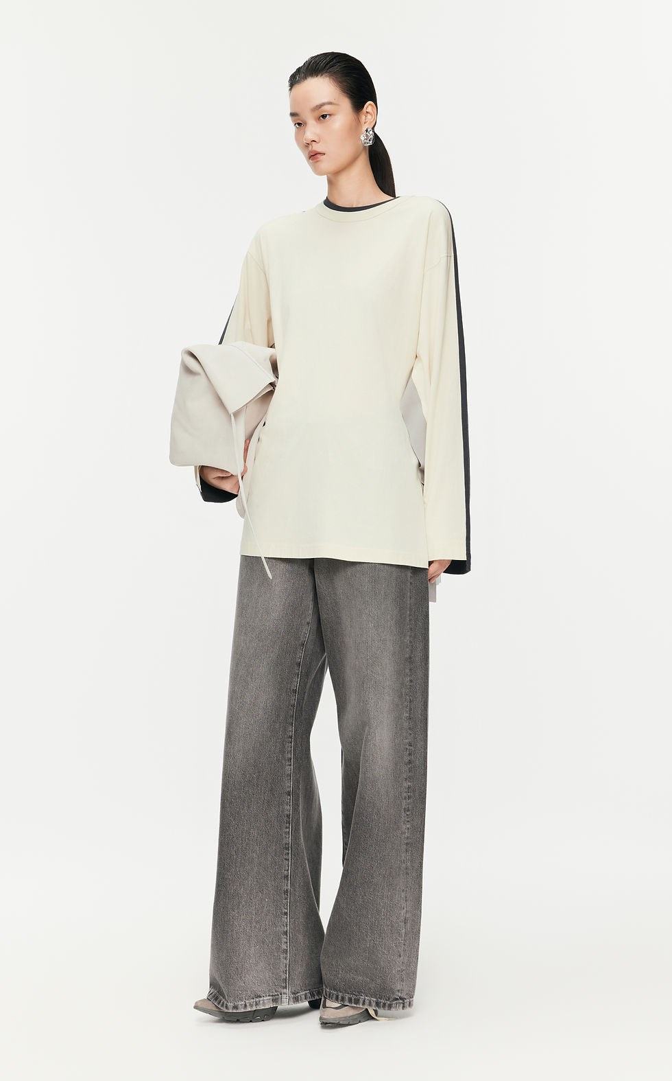 Thumbnail: Micro elastic oversized long-sleeve shirt