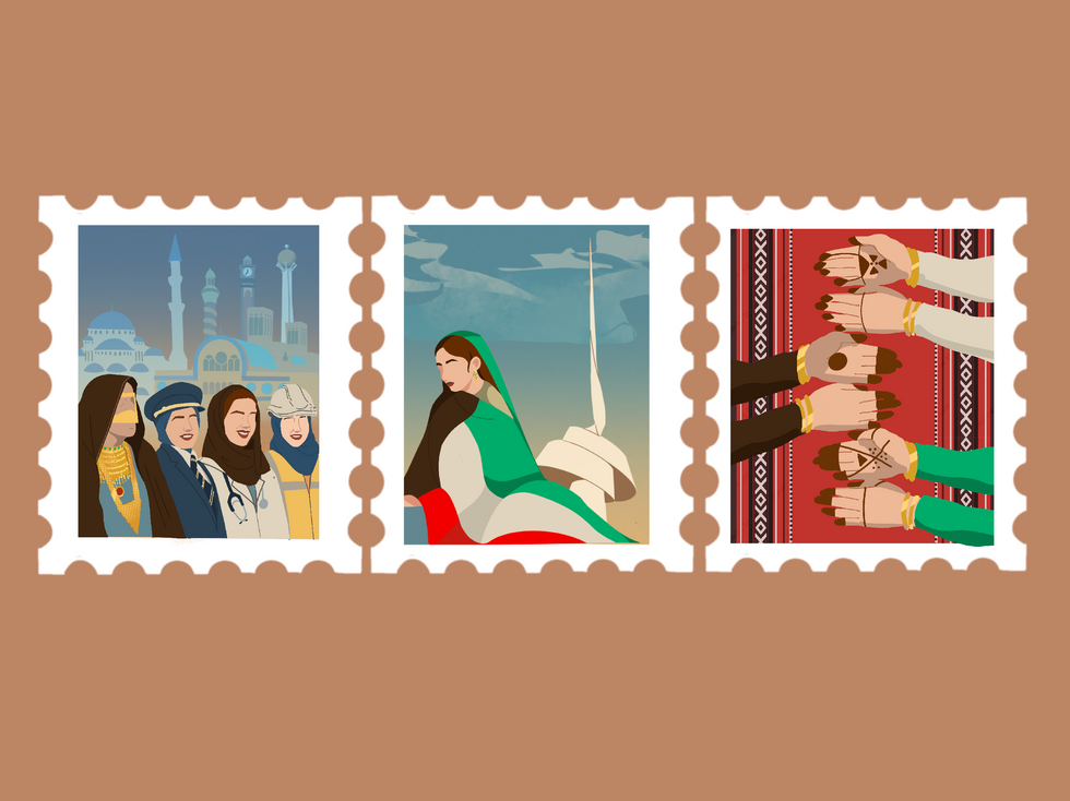 Emirati women's day stamps