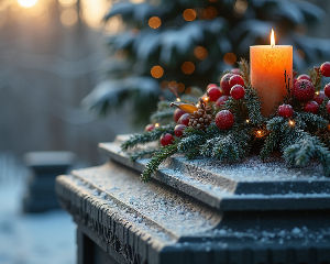 High angle view of a decorated tomb for the winter