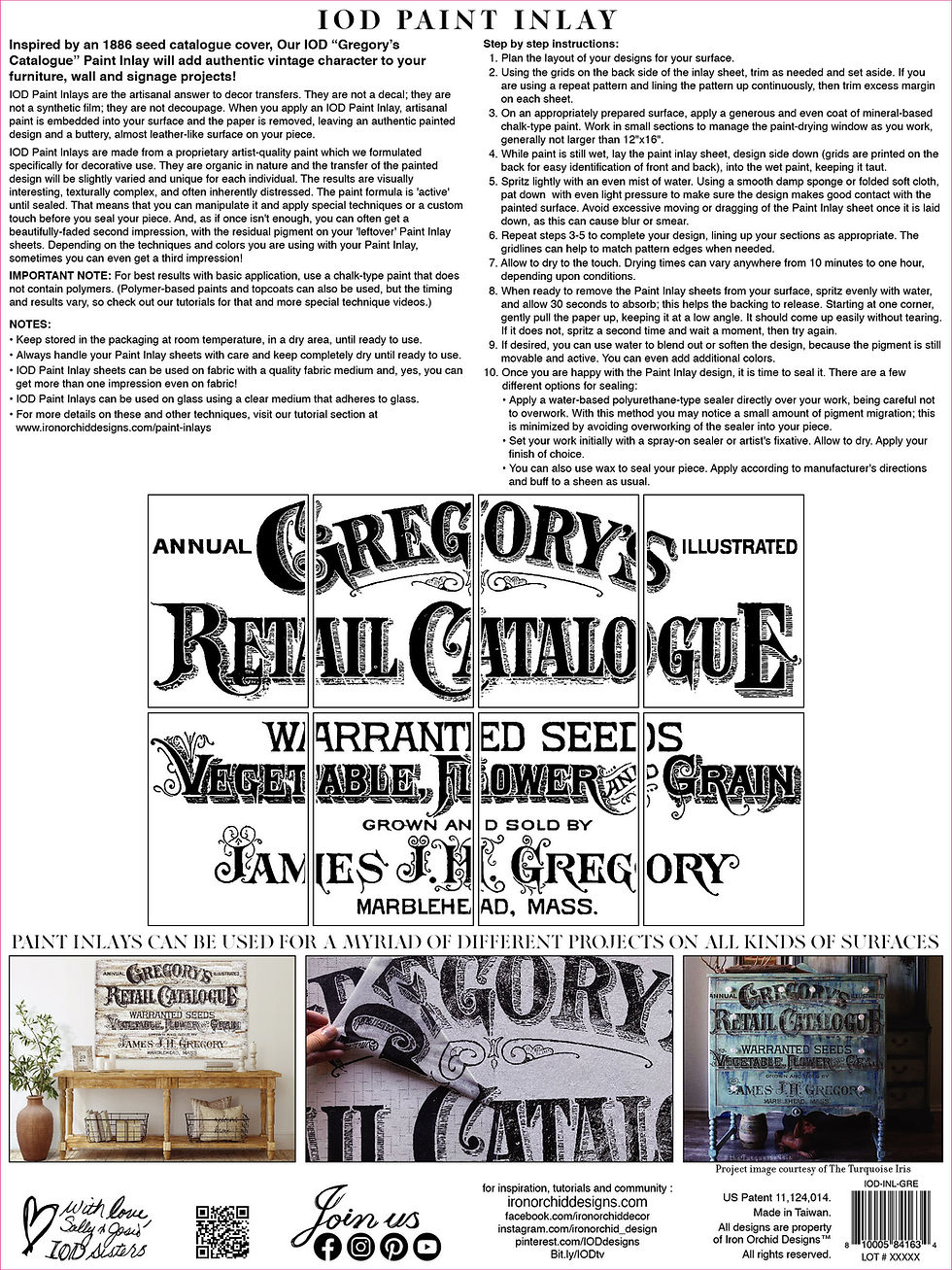 Gregory's Catalogue Inlay