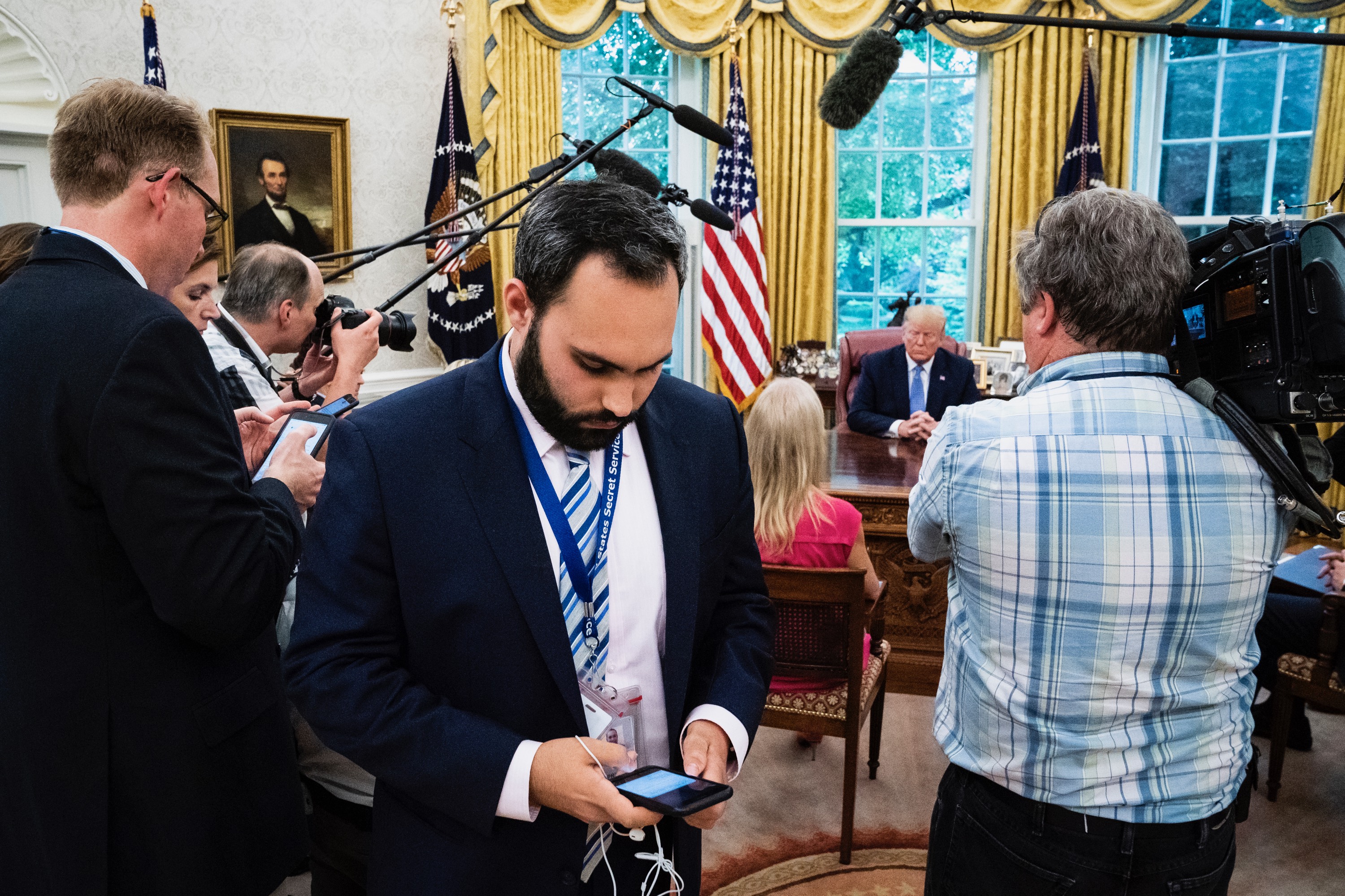 Presidential interview set built in the Oval Office