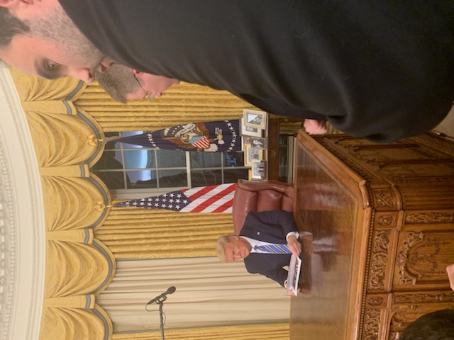 Camera position at the Resolute Desk during a White House shoot