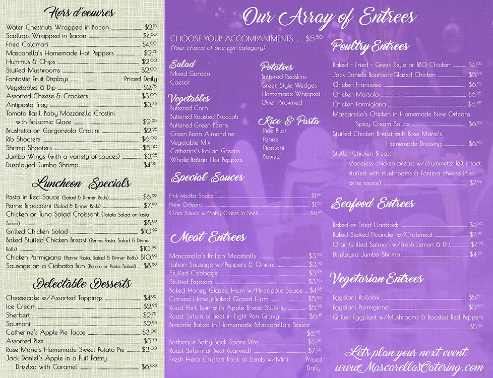 mascarellas menu