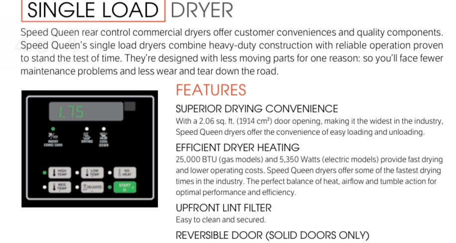 Thumbnail: Speed Queen SDENCRGS176TW01 Dryer 18 lb Capacity - White, Elec