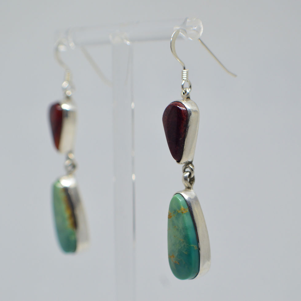 Miniature : Boucles d'oreilles en huître épineuse violette et turquoise MaAnshan