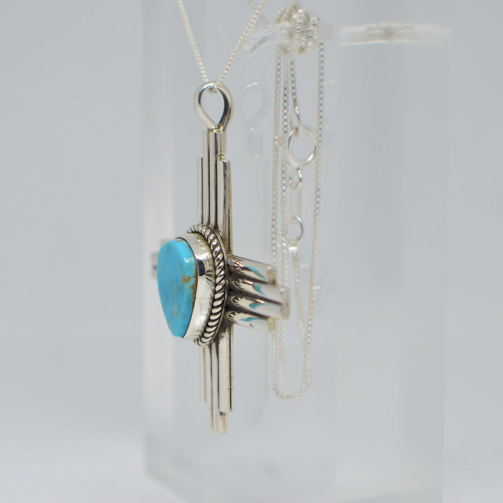 Thumbnail: Natural Blue Gem Turquoise Zia Pendant