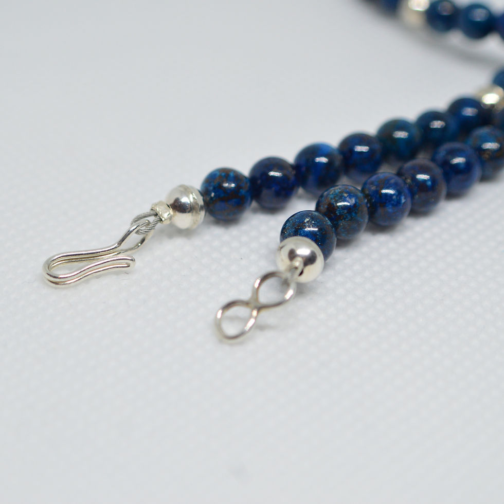 Thumbnail: Azurite & Silver Bead Necklace
