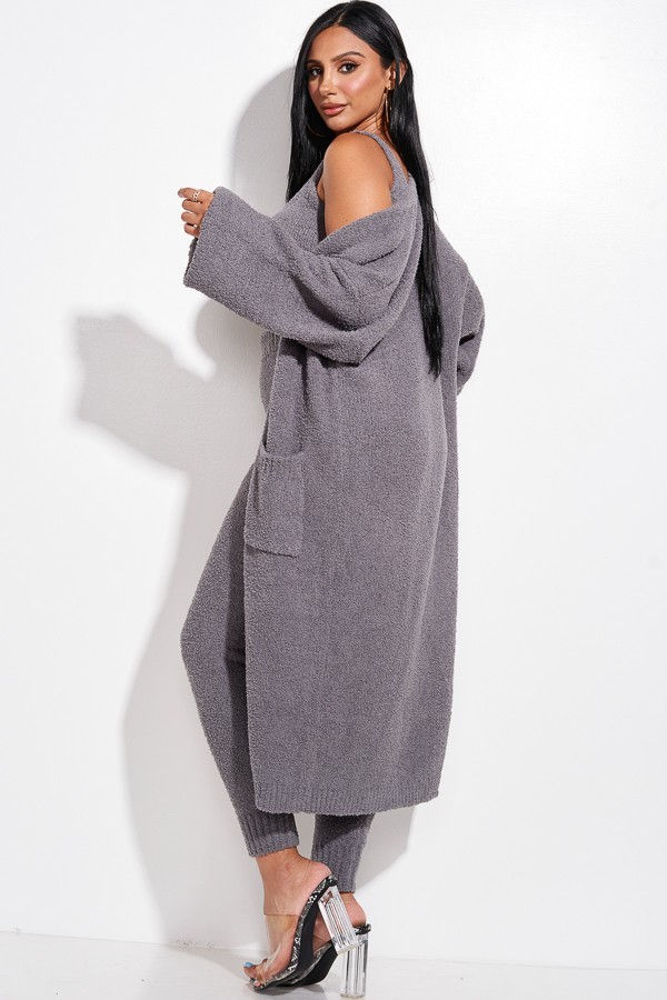 Thumbnail: Cozy Knit Tank Top, Pants And Duster 3 Piece Set