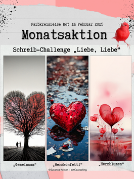 Farbkreisreise Rot im Februar 2026: Schreib-Challenge „Liebe, Liebe“