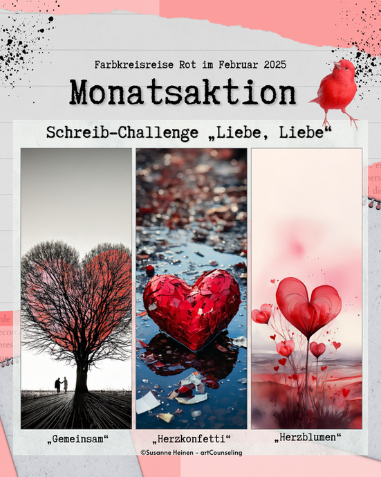 Farbkreisreise Rot im Februar 2026: Schreib-Challenge „Liebe, Liebe“