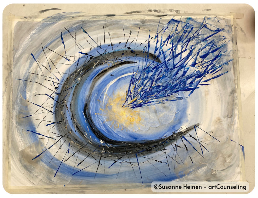 Expressives Bild als Ausdruck des Moments vor dem Schreiben und Reflektieren.