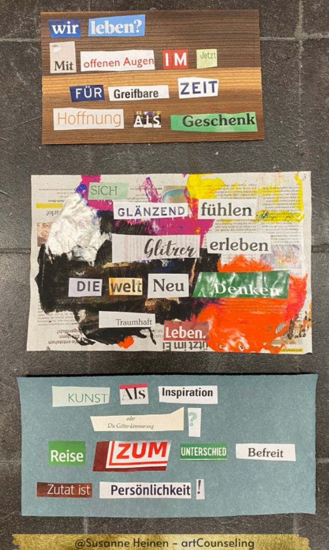 Beispiele einiger meiner Kurzgedichte, die aus Wortschnipseln entstanden sind.