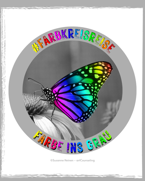 Bunter Schmetterling-Titelbild der Farbkreisreise