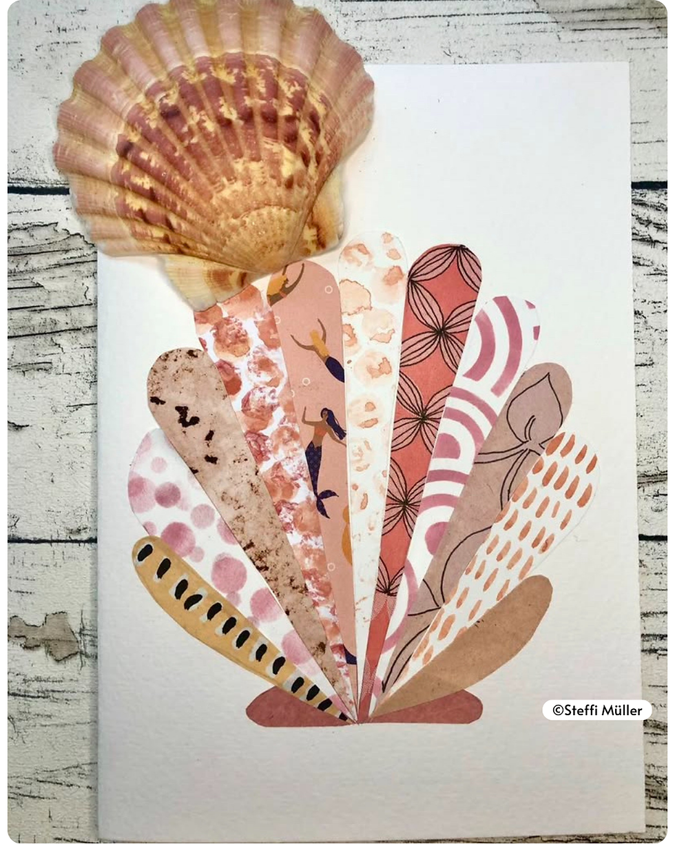 Collage aus Papier einer Muschel.