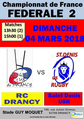 04/03/2018 - RC DRANCY reçoit SAINT DENIS USR...