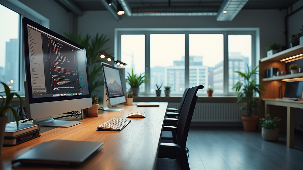 High angle view of a unique workspace designed for efficient work