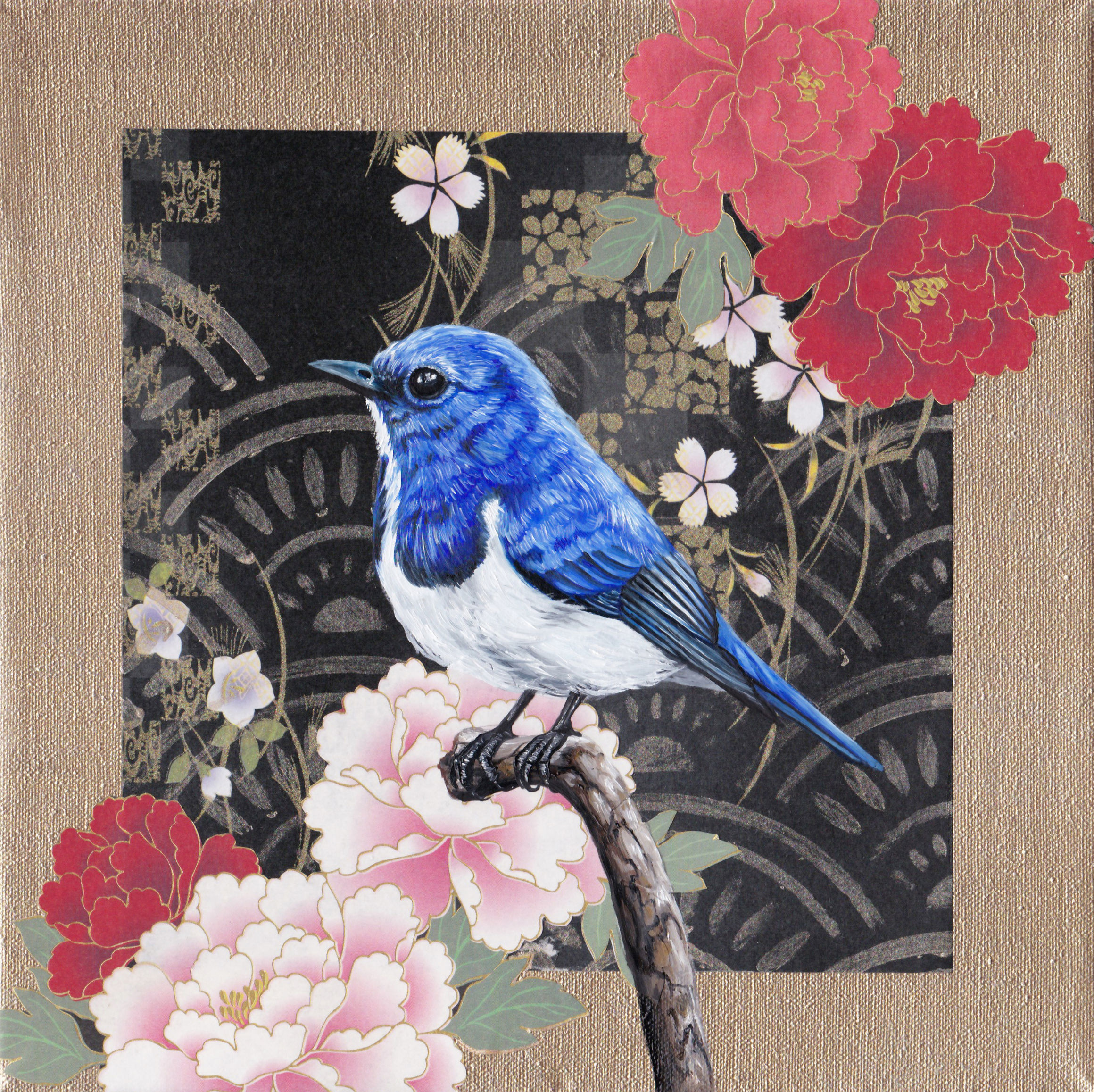 'Washi Bird' - Ultramarine Flycatcher