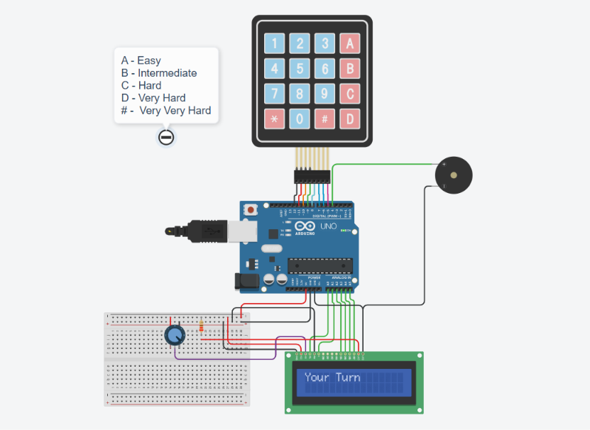 Memory Game displaying the generated sequence before accepting user input
