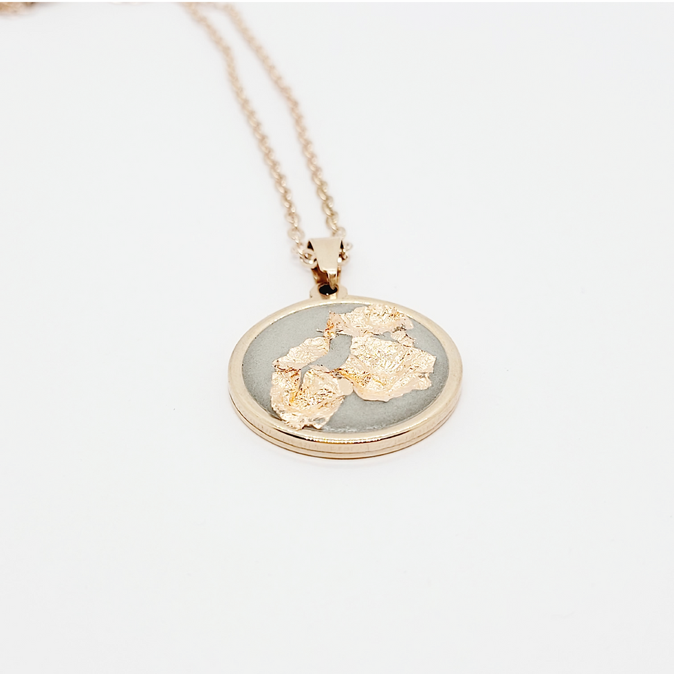 Miniaturbild: Kette roségold – rund Beton mit Kupferfolie 25 mm Handmade Betonschmuck