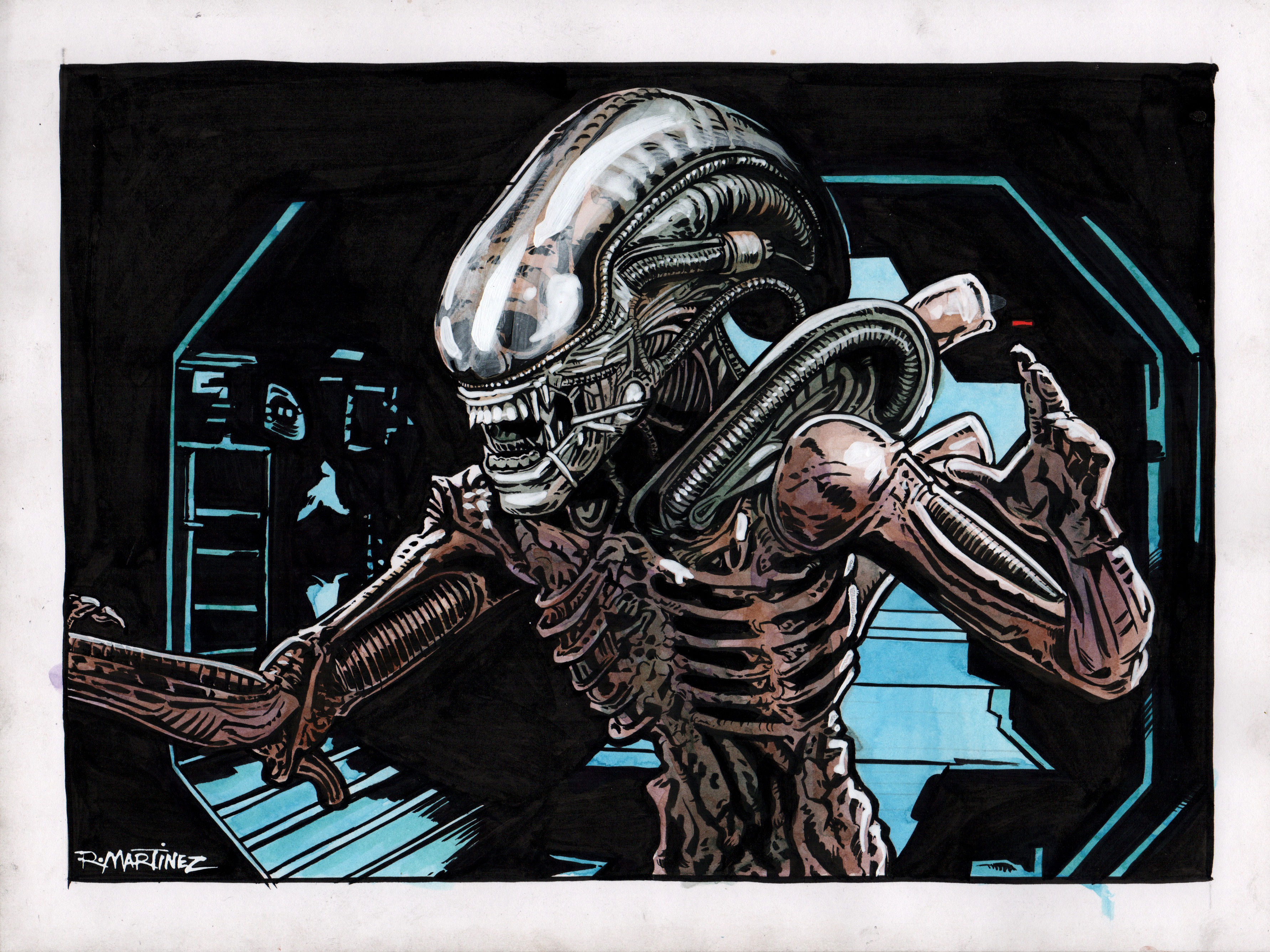Original Alien Xenomorph - Original Art for Official Alien Trading Cards