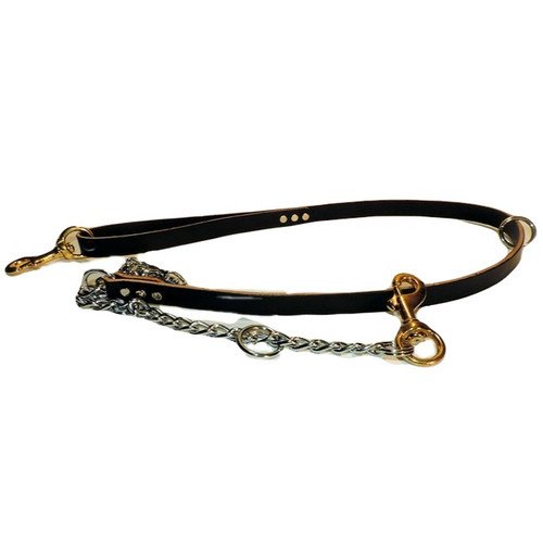 Leather Dog Lead With Chain Stone Creek