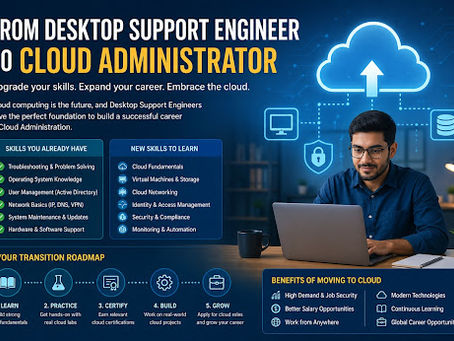 IT professional transitioning from desktop support role to cloud administrator using cloud technologies