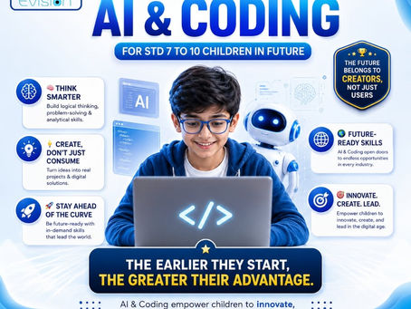Students from Class 7 to 12 learning Artificial Intelligence, coding, problem-solving, creativity, and future technology skills through interactive training