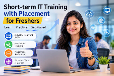 Freshers attending short-term IT training at Evision Technoserve with practical learning, internships, live projects, and placement support