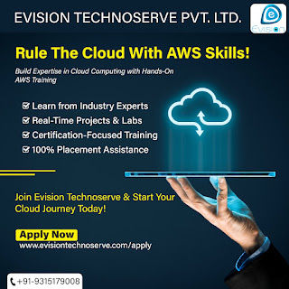 AWS On-Job Training with placement program at Evision Technoserve for cloud career growth.