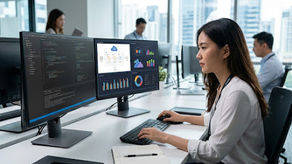 Student learning Azure cloud administration skills during entry level AZ-104 training program
