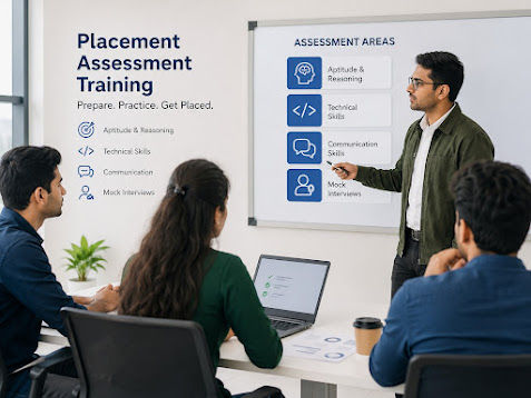 Placement Assessment Training at Evision Technoserve with aptitude preparation, technical assessments, mock interviews, resume building, and placement support
