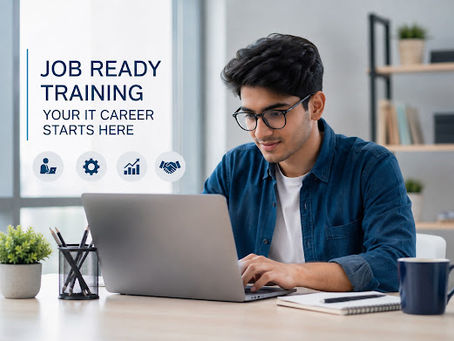 Students attending job-ready IT training with practical learning, internships, live projects, and placement support at Evision Technoserve in Ahmedabad